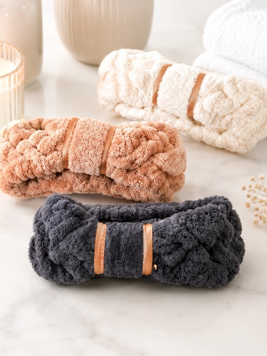 Sephora Other - NEW 3-Piece Ultra Plush Spa Headband Set | Makeup & Skincare | Cream, Peach & Gr